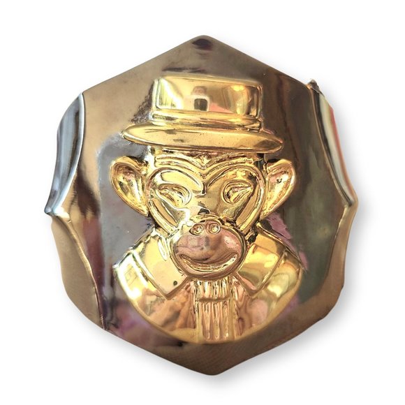 Rare Amedeo NYC Top Hat 'Signor Monkey' Hinged Cuff Bracelet - Picture 2 of 6